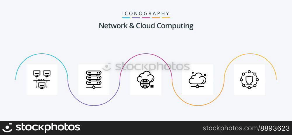 Network And Cloud Computing Line 5 Icon Pack Including technology. network. cloud. data. technology