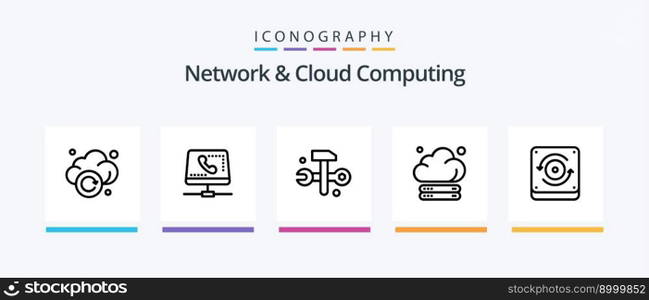 Network And Cloud Computing Line 5 Icon Pack Including web. transfer. cloud. networking. computing. Creative Icons Design