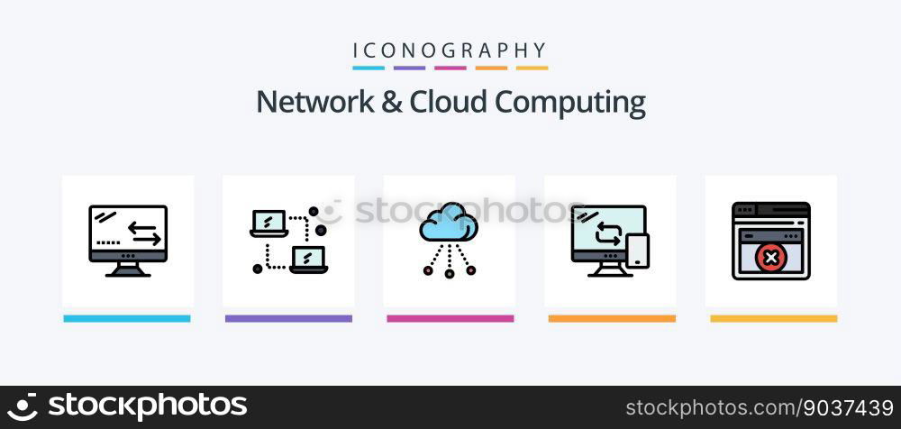 Network And Cloud Computing Line Filled 5 Icon Pack Including computing. storage. computing. server. it solutions. Creative Icons Design