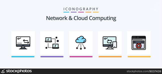 Network And Cloud Computing Line Filled 5 Icon Pack Including computing. storage. computing. server. it solutions. Creative Icons Design