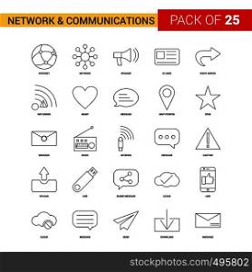 Network and Communication Black Line Icon - 25 Business Outline Icon Set