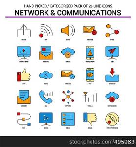 Network and Communication Flat Line Icon Set - Business Concept Icons Design