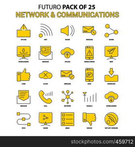 Network and Communication Icon Set. Yellow Futuro Latest Design icon Pack