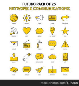 Network and Communication Icon Set. Yellow Futuro Latest Design icon Pack