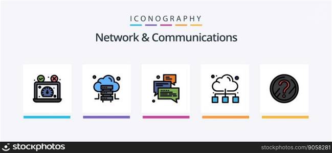 Network And Communications Line Filled 5 Icon Pack Including good. online. cloud. application. file. Creative Icons Design