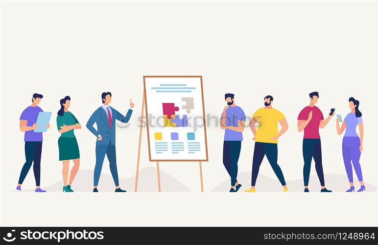Network and Teamwork Concept. Communication systems, Digital Technologies and Crowdsourcing. Networking People Set. People Work in Office. Happy Workers in Workplace. Flat Vector Illustration.. Network and Teamwork. Vector Illustration.