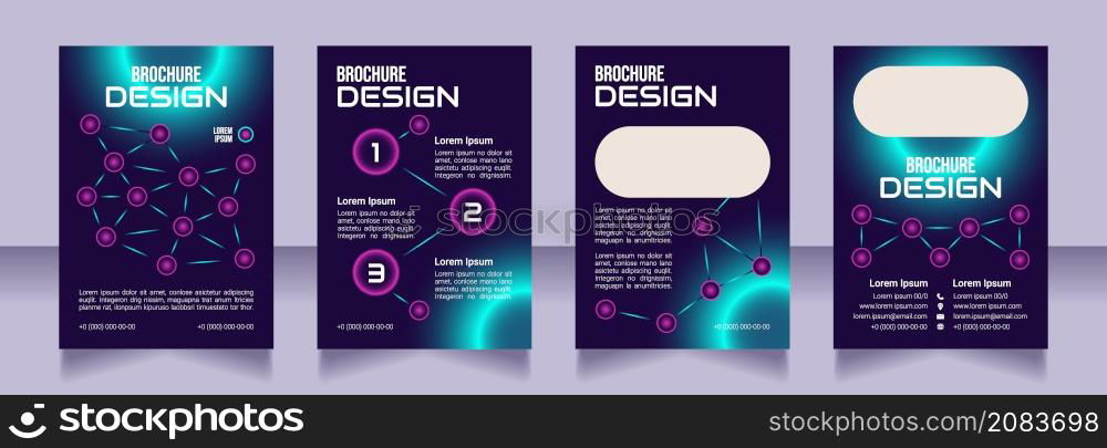 Network architecture blank brochure design. Template set with copy space for text. Premade corporate reports collection. Editable 4 paper pages. Bebas Neue, Audiowide, Roboto Light fonts used. Network architecture blank brochure design