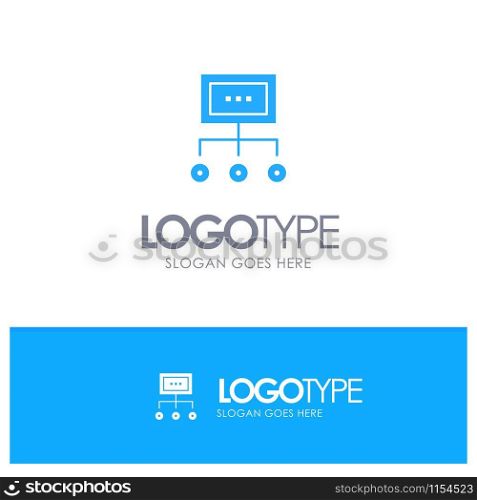 Network, Business, Chart, Graph, Management, Organization, Plan, Process Blue Solid Logo with place for tagline