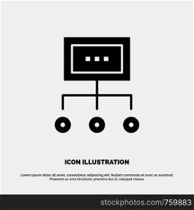 Network, Business, Chart, Graph, Management, Organization, Plan, Process solid Glyph Icon vector