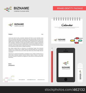 Network Business Letterhead, Calendar 2019 and Mobile app design vector template