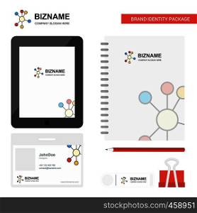 network Business Logo, Tab App, Diary PVC Employee Card and USB Brand Stationary Package Design Vector Template