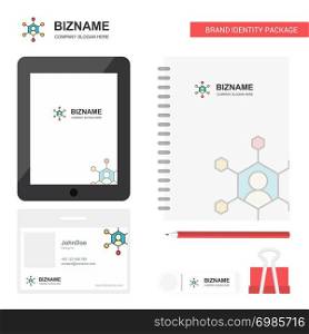 Network Business Logo, Tab App, Diary PVC Employee Card and USB Brand Stationary Package Design Vector Template