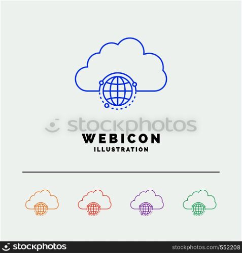 network, city, globe, hub, infrastructure 5 Color Line Web Icon Template isolated on white. Vector illustration. Vector EPS10 Abstract Template background