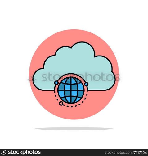 network, city, globe, hub, infrastructure Flat Color Icon Vector