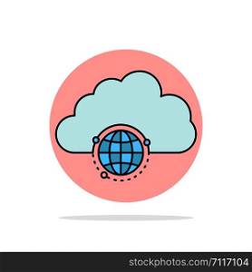 network, city, globe, hub, infrastructure Flat Color Icon Vector