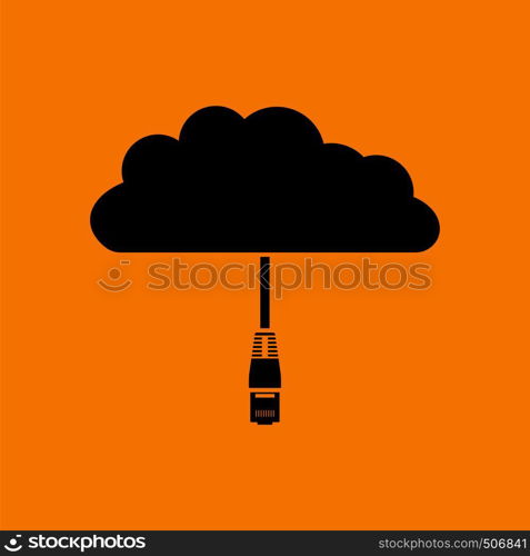 Network Cloud Icon. Black on Orange background. Vector illustration.