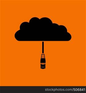 Network Cloud Icon. Black on Orange background. Vector illustration.
