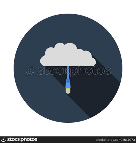Network Cloud Icon. Flat Circle Stencil Design With Long Shadow. Vector Illustration.