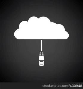 Network Cloud Icon. White on Black Background Design. Vector Illustration.