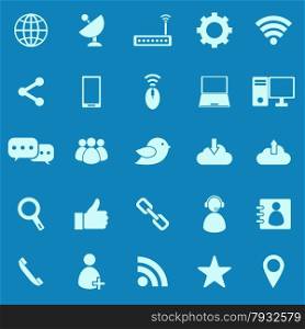 Network color icons on blue background, stock vector