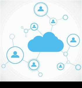 Network concept. Cloud technolgy. Social networking. Design template. Vector illustration