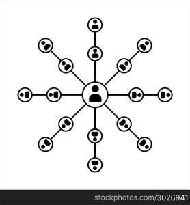 Network Connection, Hub, Social Network Isolated Flat Line Icon Design Vector Art Illustration. Network Connection, Hub, Social Network Isolated Flat Line Icon