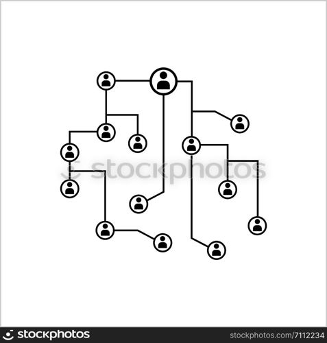 Network Connection, Hub, Social Network Isolated Flat Line Icon Design Vector Art Illustration