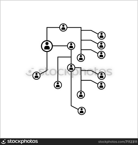 Network Connection, Hub, Social Network Isolated Flat Line Icon Design Vector Art Illustration