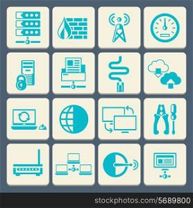 Network data security web control technology flat button icons set isolated vector illustration