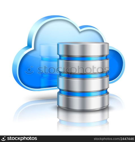 Network data server 3d cloud computing concept realistic vector illustration