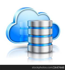 Network data server 3d cloud computing concept realistic vector illustration
