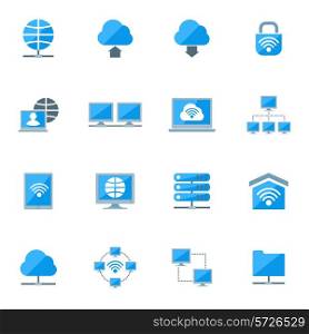 Network database configuration cloud server security icons set isolated vector illustration