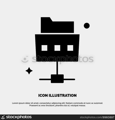 Network, File, Folder solid Glyph Icon vector