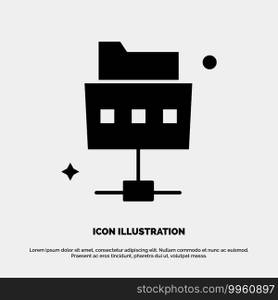 Network, File, Folder solid Glyph Icon vector