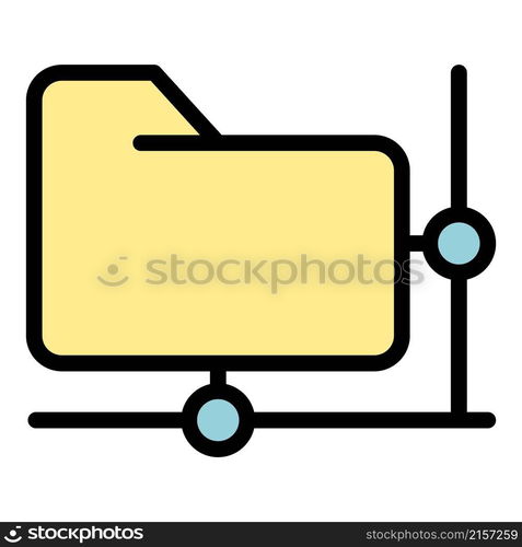 Network folder access icon. Outline network folder access vector icon color flat isolated. Network folder access icon color outline vector