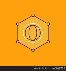 Network, Global, data, Connection, Business Flat Line Filled Icon. Beautiful Logo button over yellow background for UI and UX, website or mobile application. Vector EPS10 Abstract Template background