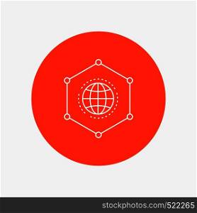 Network, Global, data, Connection, Business White Line Icon in Circle background. vector icon illustration. Vector EPS10 Abstract Template background