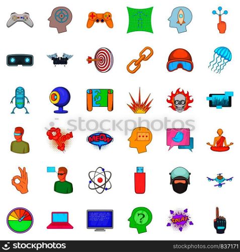 Network icons set. Cartoon style of 36 network vector icons for web isolated on white background. Network icons set, cartoon style