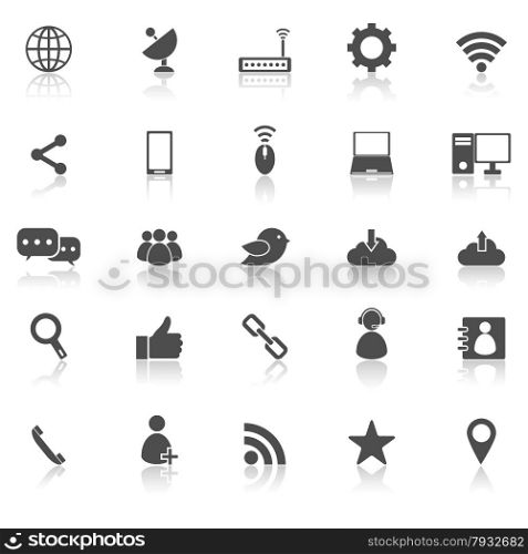 Network icons with reflect on white background, stock vector