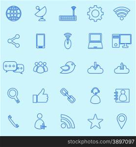 Network line icons on blue background, stock vector