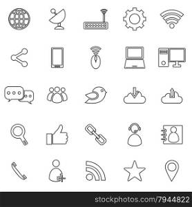 Network line icons on white background, stock vector