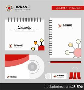 Network Logo, Calendar Template, CD Cover, Diary and USB Brand Stationary Package Design Vector Template