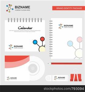 network Logo, Calendar Template, CD Cover, Diary and USB Brand Stationary Package Design Vector Template