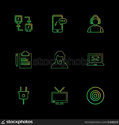 network , mobile , chat , employee , laptop, dart , plug , clipboard ,tv, icon, vector, design, flat, collection, style, creative, icons