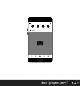 Network photo frame icon. Electronic device concept. Network photo frame in smartphone