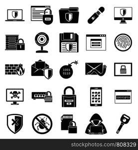 Network security icon set. Simple set of network security vector icons for web design on white background. Network security icon set, simple style