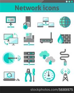 Network security internet communication icons set isolated vector illustration