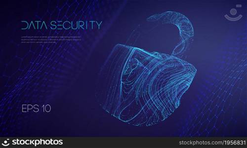Network security protection lock. Information technology cyber security. IT teamwork cloud email data protection.. Information technology cyber security. IT teamwork cloud email data protection. Vector illustration. Network security protection lock.