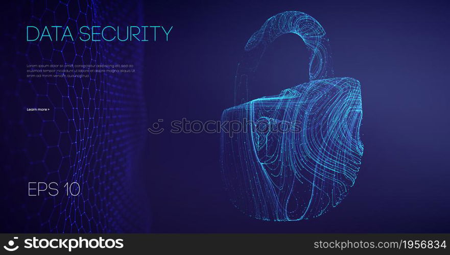 Network security protection lock. Information technology cyber security. IT teamwork cloud email data protection.. Network security protection lock. Information technology cyber security. IT teamwork cloud email data protection. Vector illustration.