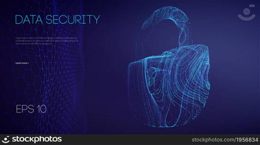 Network security protection lock. Information technology cyber security. IT teamwork cloud email data protection.. Network security protection lock. Information technology cyber security. IT teamwork cloud email data protection. Vector illustration.